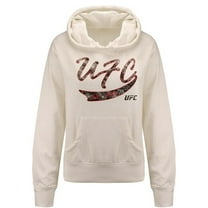 UFC Womens Script Pullover Hoodie Sweatshirt, White, Small