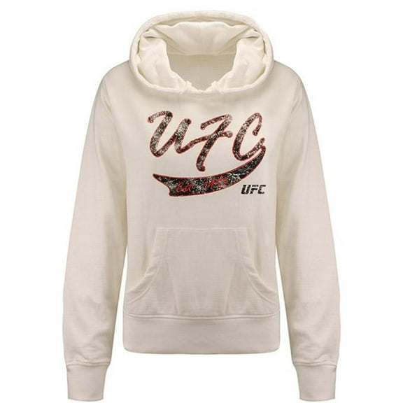 UFC Womens Script Pullover Hoodie Sweatshirt, White, Small