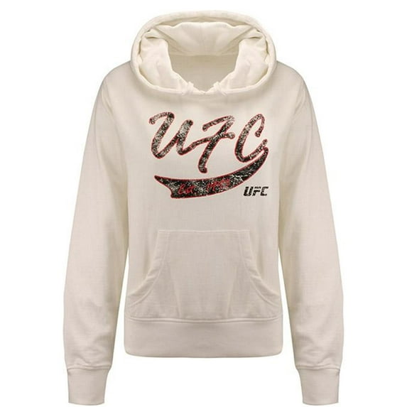 UFC Womens Script Pullover Hoodie Sweatshirt, White, X-Large