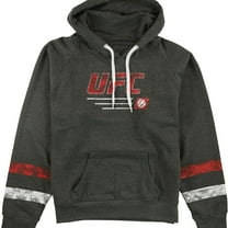 UFC Womens Striped Pullover Hoodie Sweatshirt, Grey, Small