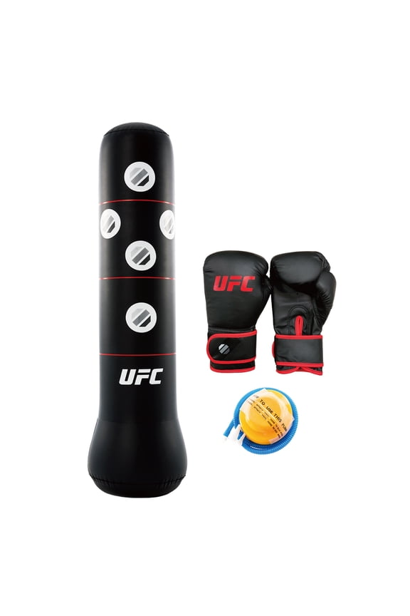 Youth & Adult Inflatable Boxing Freestanding Punching Bag with Pump, 5 ft, Black