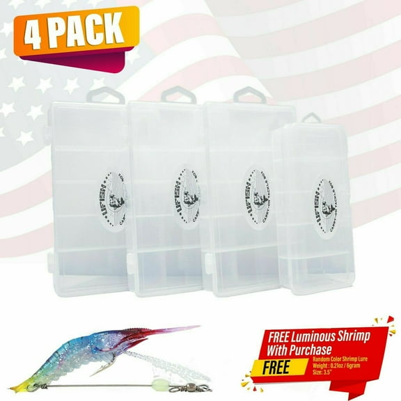 UFISH Fishing Box 4 Pack Tackle Storage Fishing Lure Organizer Lures Bait Clear Case