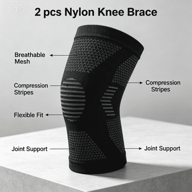 UFIVBIH 2pcs Knee Brace for Women Men, Nylon Compression Sleeve for Running and Joint Support