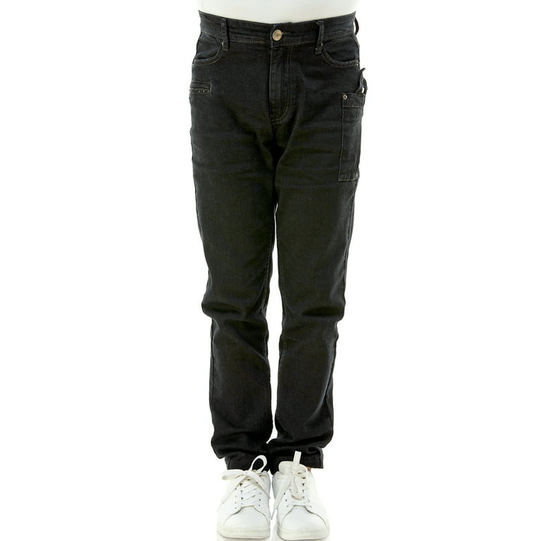 UFKIM Men's Casual Denim Jeans Pants Regular Fit Zipper Velcro Side Utility  Cargo Pockets Basic Stretch Fashion Bottoms 