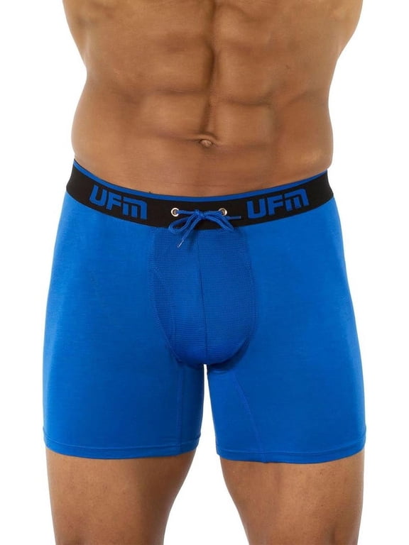 Mens Bamboo Boxer Brief w/Patented Adjustable Support Pouch Regular Support Royal Blue
