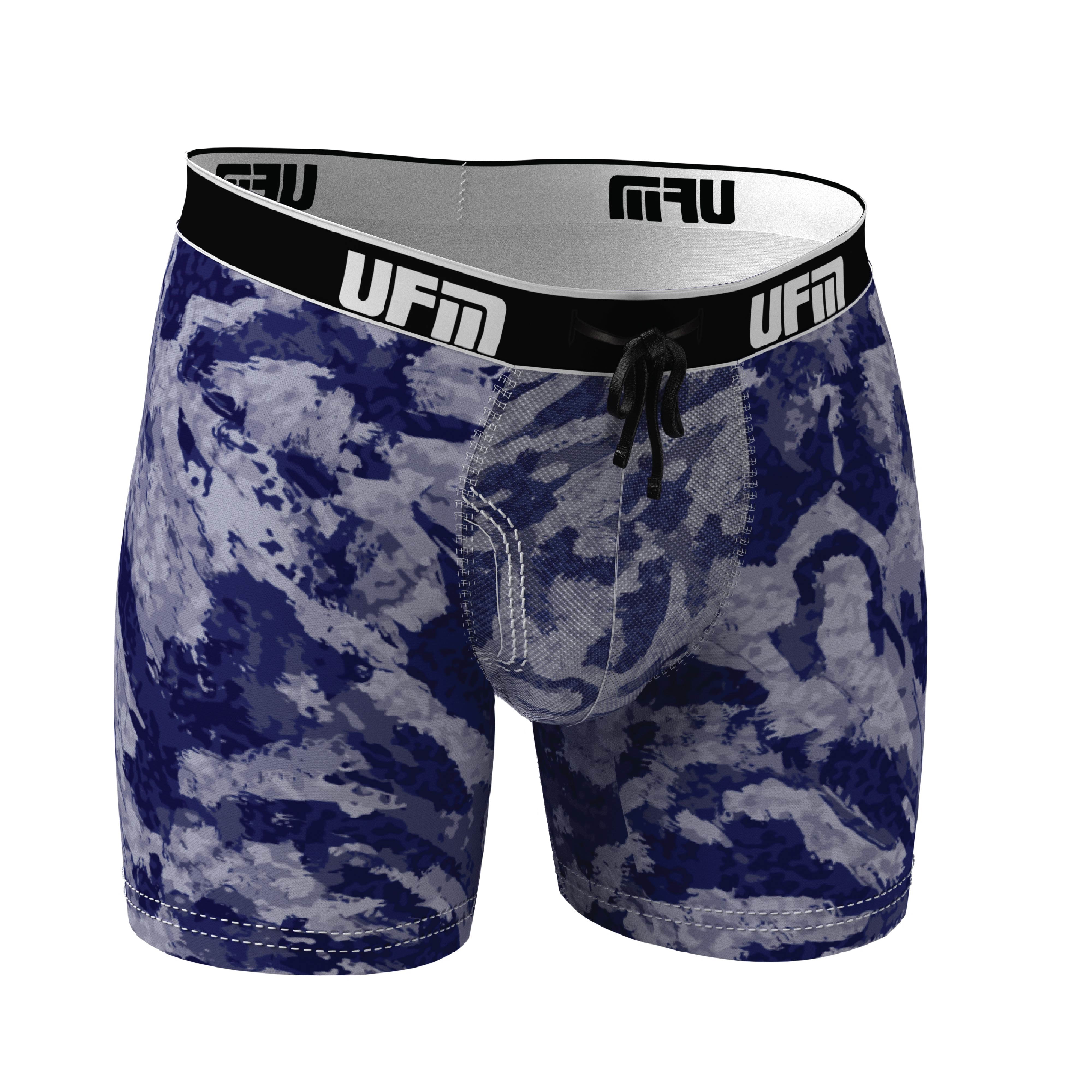 UFM Mens Underwear, 6 Inch Inseam Poly-Spandex Mens Boxer Briefs, Adjustable  REG Support Pouch Mens Boxers, 32-34(M) Waist, Tundra 