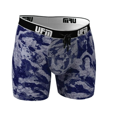 UFM Mens Underwear, 6 Inch Inseam Poly-Spandex Mens Boxer Briefs, Adjustable REG Support Pouch Mens Boxers, 36-38 (L) Waist, Tundra