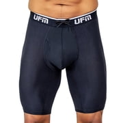 UFM Mens Underwear, 9 Inch Inseam Bamboo-Spandex Mens Boxer Briefs, Adjustable REG Support Pouch Mens Boxers, 40-42 XL Waist, Black