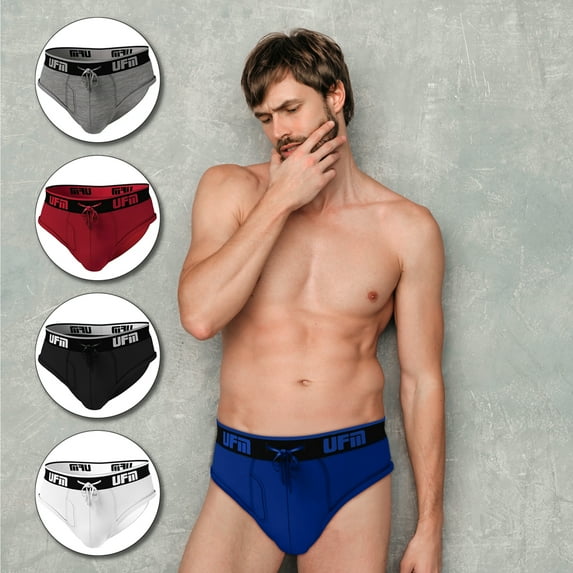 UFM Mens Underwear, Polyester-Spandex Mens Briefs, Regular and Adjustable Support Pouch Men Underwear, 32-34 waist, Royal Blue
