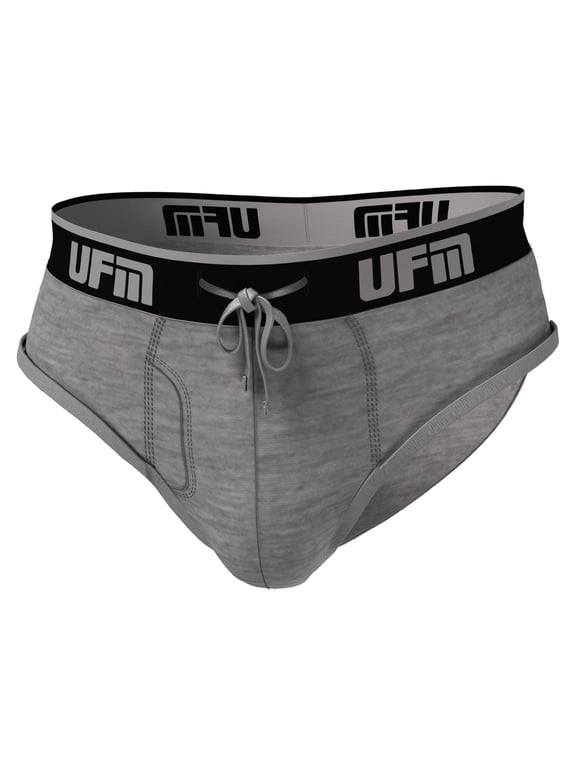 Mens Underwear, Polyester-Spandex Mens Briefs, Regular and Adjustable Support Pouch Men Underwear, 52-54 waist, Gray