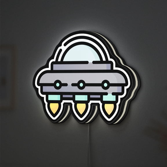 UFO 3D Novelty Light Box, Futuristic Desk Decor for Sci-Fi Fans and Imaginative Workspaces (Height 24 inch, 60cm)