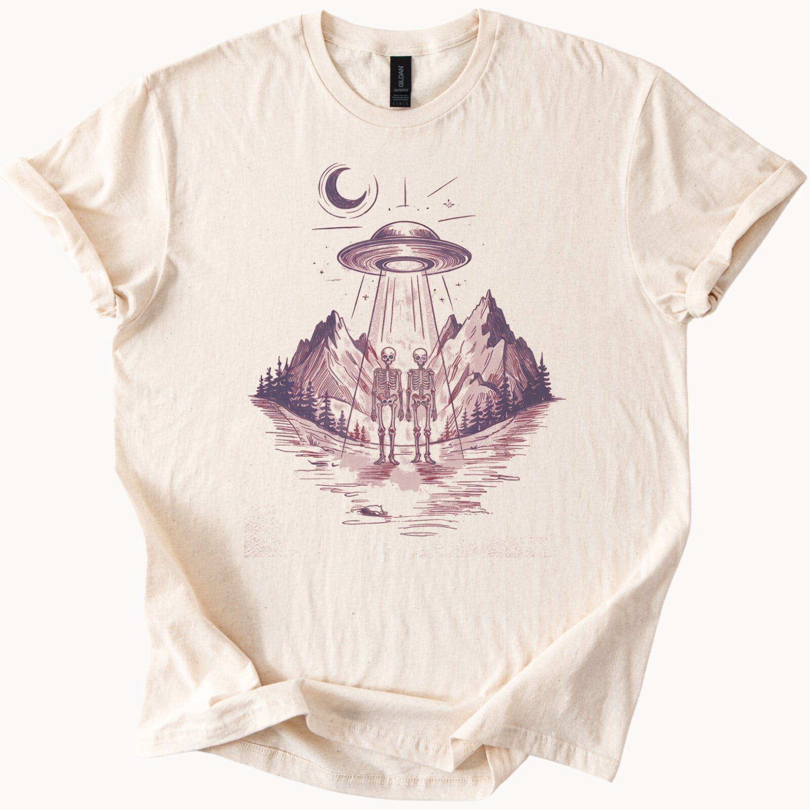 UFO Abduction Alien Moon Graphic T-Shirt - Walmart.com
