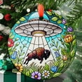 thumbnail image 1 of UFO Abduction Bison Wildflowers Ornament Suncatcher - Funny Gifts for Women, Window Hanging, Indoor Decor, Suncatcher, Buffalo Bison, 2025, Holiday 2025, Seasonal Holiday Decor,, 1 of 5
