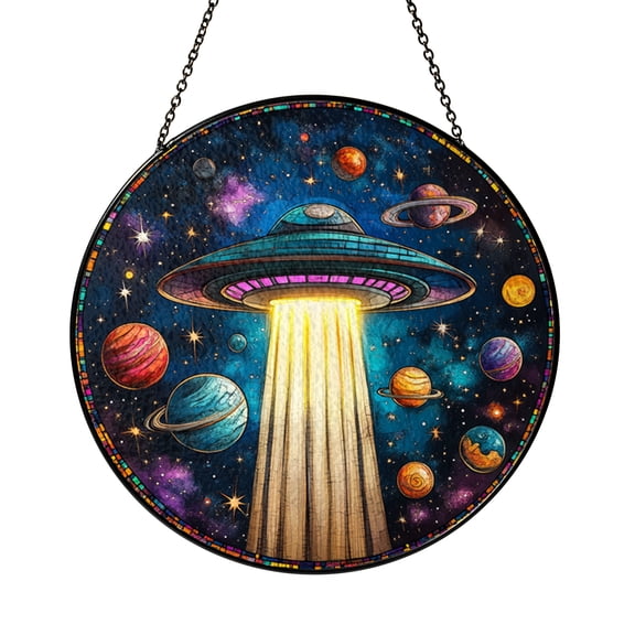 UFO Alien Acrylic Window Hanging – Space Inspired Decorative Art