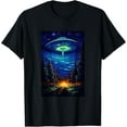 thumbnail image 1 of UFO Aliens Flying Saucer - Van Gogh Style - Starry Night T-Shirt, 1 of 5