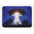 thumbnail image 1 of UFO Bath Mat, Night Scenery with Aliens Space Travel Science Fiction Themed Composition Woodland, Plush Bathroom Decor Mat with Non Slip Backing, 29.5" X 17.5", Multicolor, by Ambesonne, 1 of 2