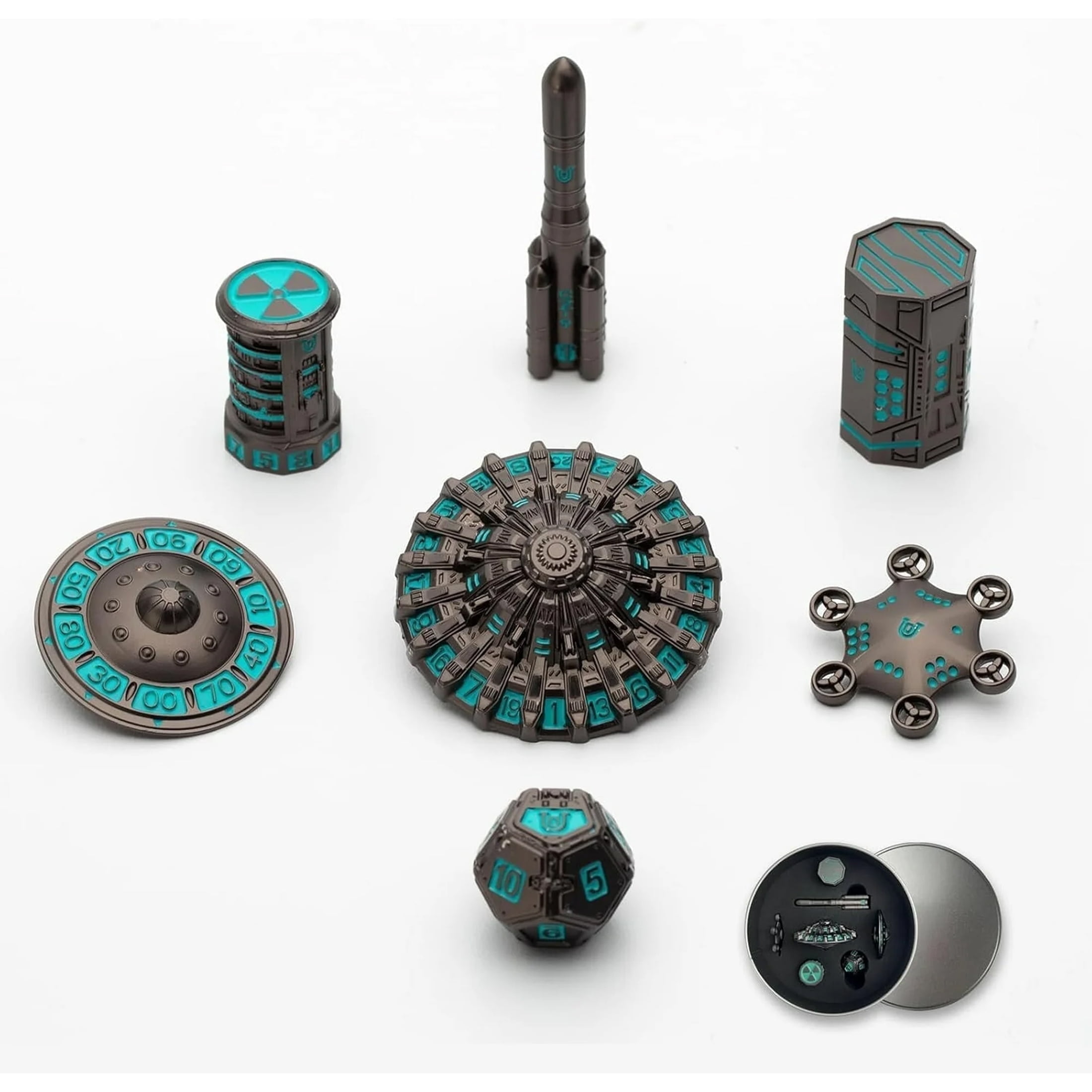 UFO DND Dice Set, Dungeons and Dragons Metal Dice,Adult