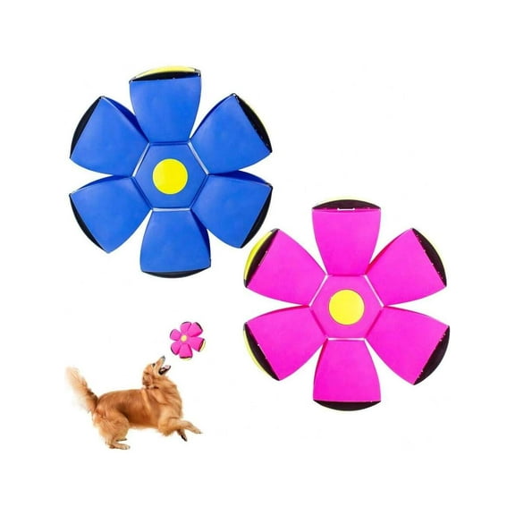 UFO Dog Ball 2 Pack Transforming Saucer-Ball Toy, Doggy Disk Ball Frisbee Ball, Step On Pop Up Magic Ball for Medium Large Dogs, Outdoor Interactive Pet Toy