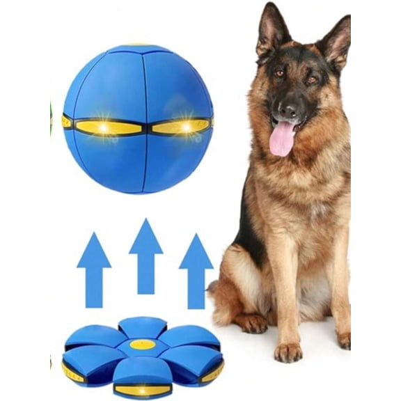 UFO Dog Ball Transforming Saucer-Ball Toy, Step on Pop Up Frisbee Ball & Doggy Disk Ball, Soft Rubber Interactive Pet Toy for Dogs Cats Outdoor Games Camping Gifts