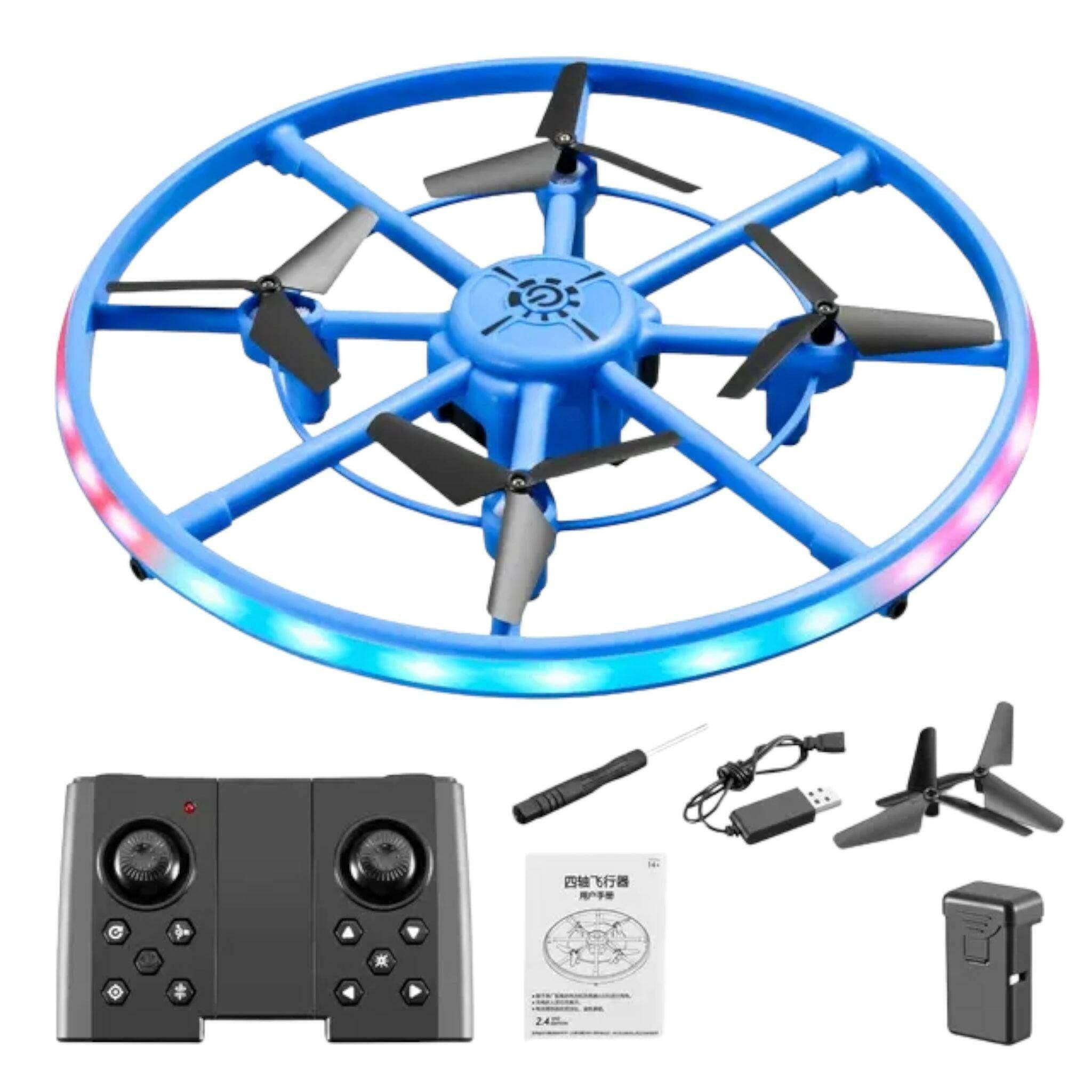 GN Universe UFO Drone with Colorful Lights, RC Quadcopter Blue Ages 14+