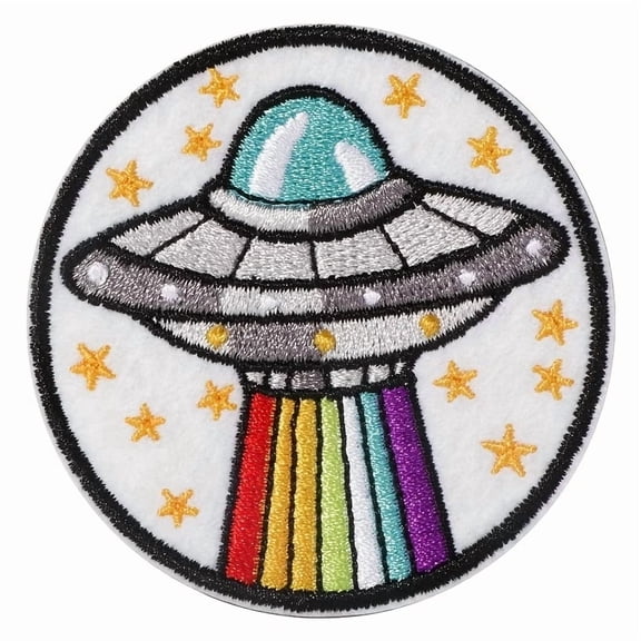 UFO Embroidered Fabric Patch - Iron-On or Sewn for Customizing Clothing, Jackets, Bags, Shoes, and Hats