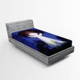 thumbnail image 1 of UFO Fitted Sheet, Night Scenery with Aliens Space Travel Science Fiction Themed Composition Woodland, Soft Decorative Fabric Bedding, Twin XL Size, Multicolor, by Ambesonne, 1 of 2