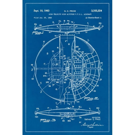 UFO Flying Saucer Patent Art Poster Print