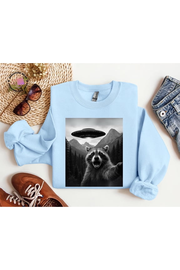 UFO Forest Scene Sweatshirt, Gift Idea, Animal Lover Sweater, Nature Apparel All Size S-5Xl
