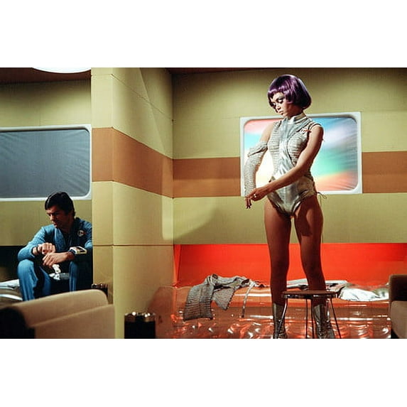 UFO Gabrielle Drake Undressing High Heel Silver Boots Purple Wig 24x36 Poster