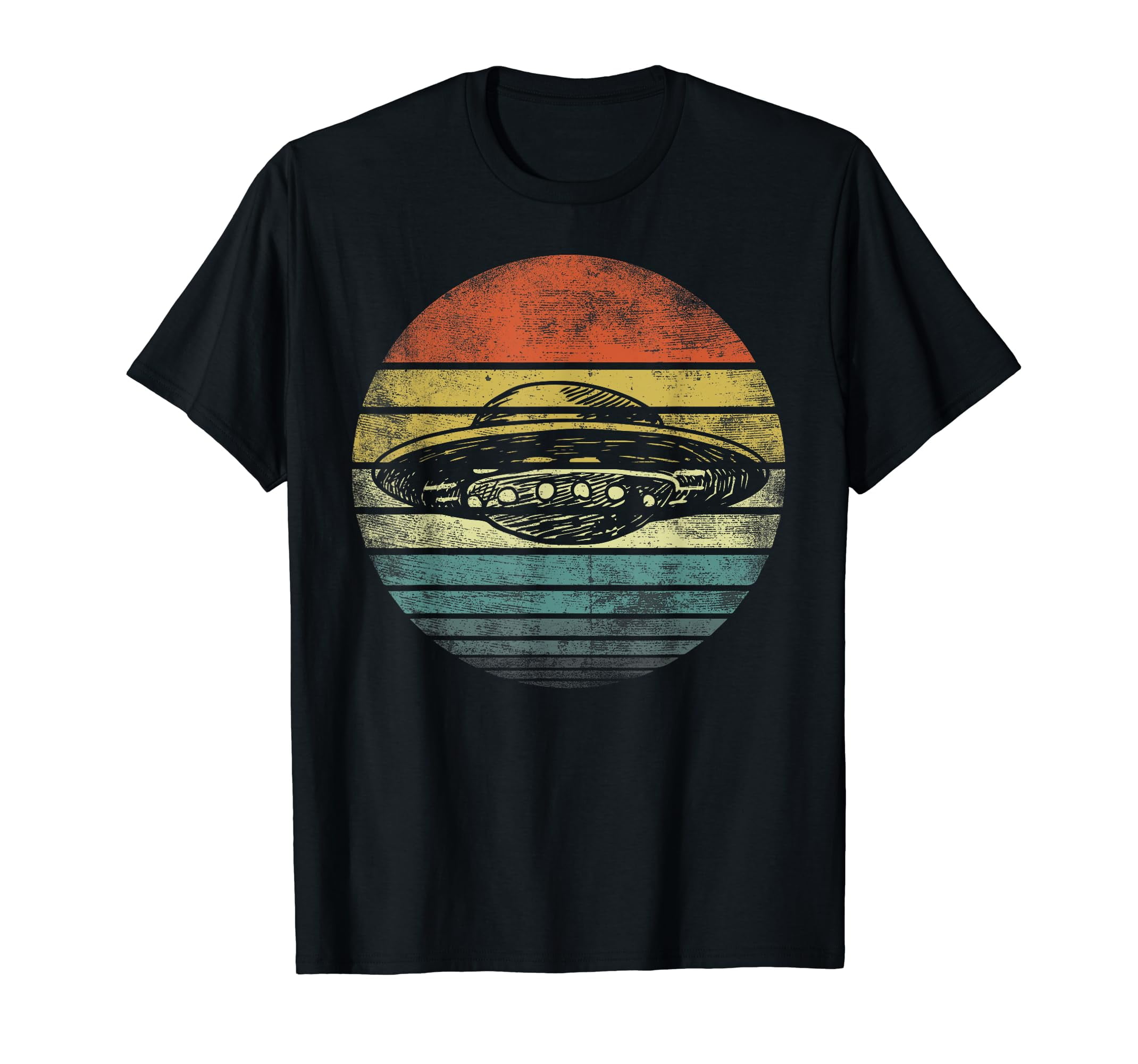 UFO Gifts Retro Sunset Funny Alien UFO Hunter Silhouette T-Shirt ...