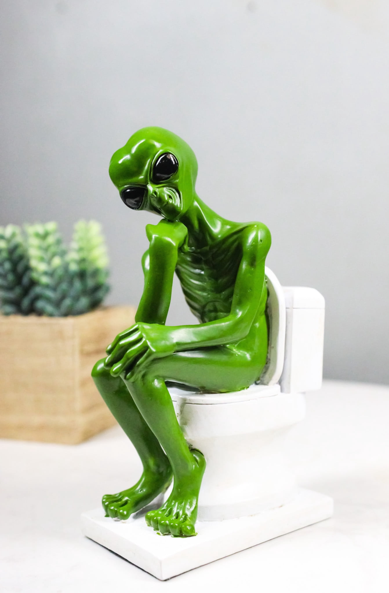 UFO Green Roswell Alien Constipated On Toilet Seat in Thinker Pose ...