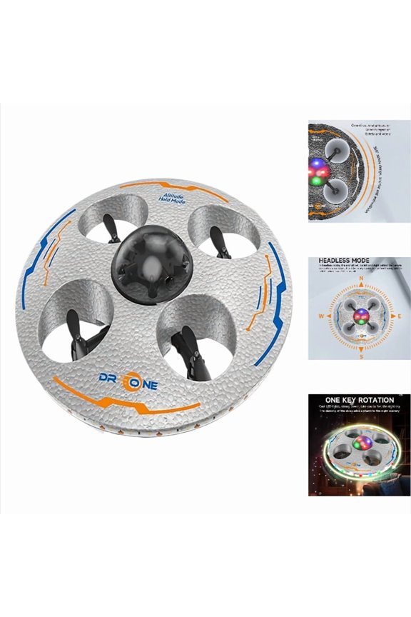 UFO Induction Remote Control Flying Saucer Toy - Smart RC Helicopter with Auto-Stabilization for Indoor Flight and Flight Learning, 7.09 inch, Silver