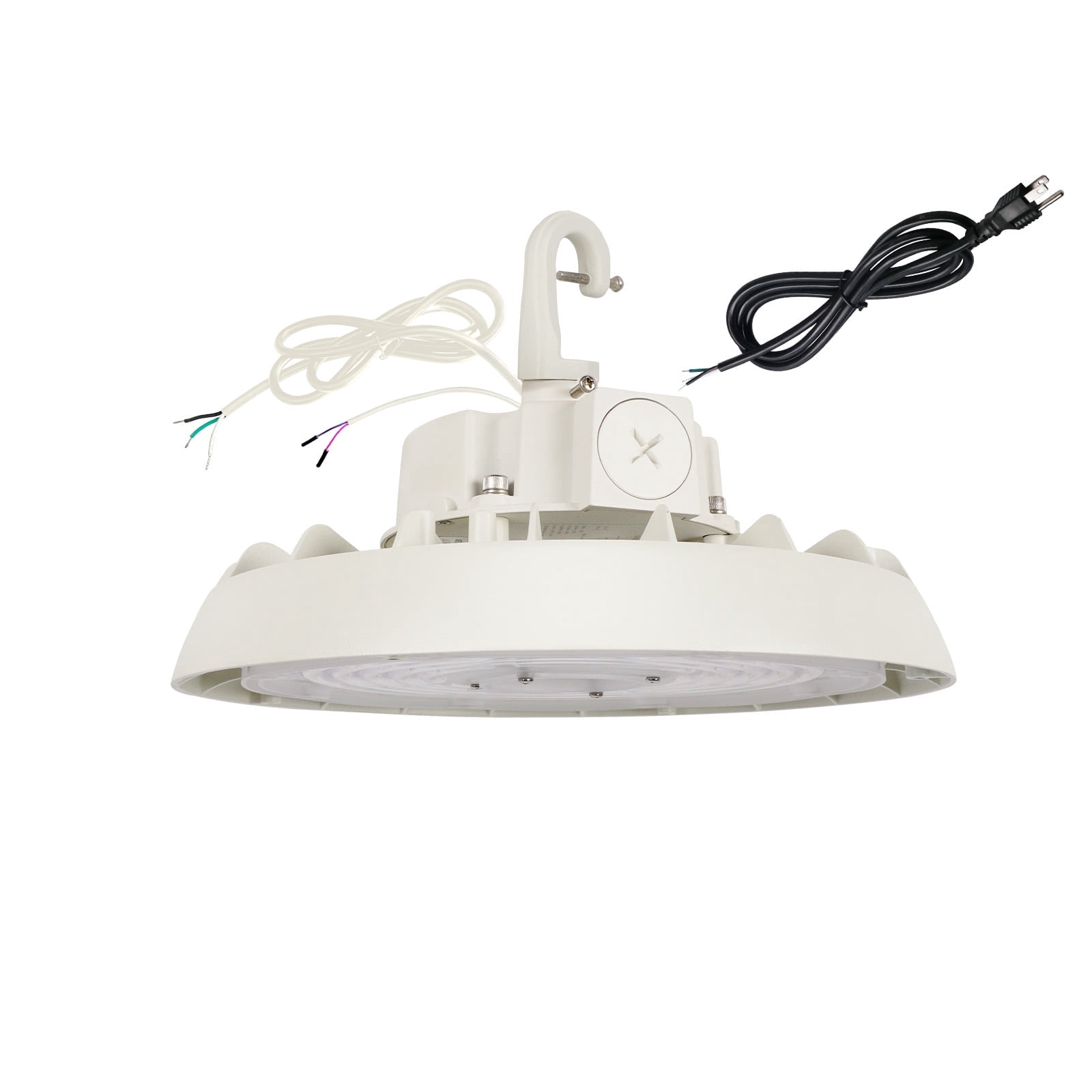 UFO LED High Bay Light, 100/120/150W, 14000/17500/21000LM, 2CCT 4000K/5000K, 0-10V Dimmable High Bay LED Shop Lights for Gym Factory Warehouse, Hook, 6' Cable, UL & DLC Listed