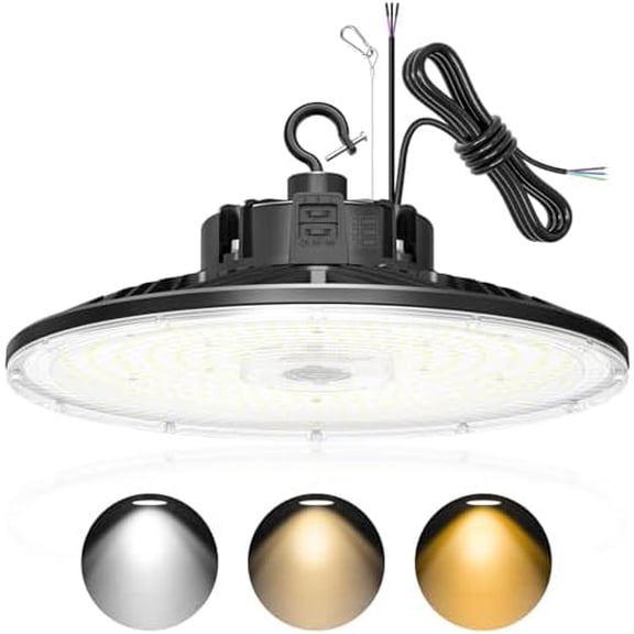UFO LED High Bay Light 150W 100W 80W Adjustable, 22500LM, UL DLC Listed Dimmable 0-10V Low Bay Shop Fixture 3000K 4000K 5000K, IP65 Commercial Garage Warehouse Lighting, AC 100-277V
