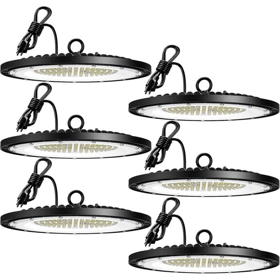 UFO LED High Bay Light 150W 21000lm 5000K High Bay LED Shop Lights for Workshop Warehouse Barn with UL Listed US Hook 5' Cable Alternative to 650W MH/HPS for Commercial Lighting Fixture - 6 Pack