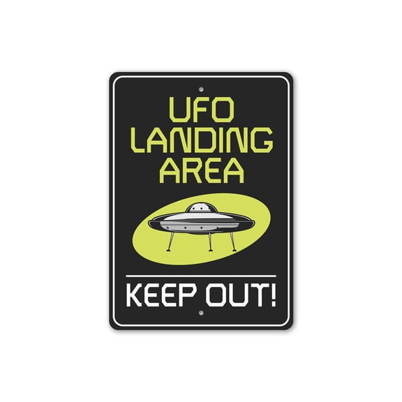 UFO Landing Area Keep Out Decor Space Aluminum Metal Decor Sign - 4x18 inches