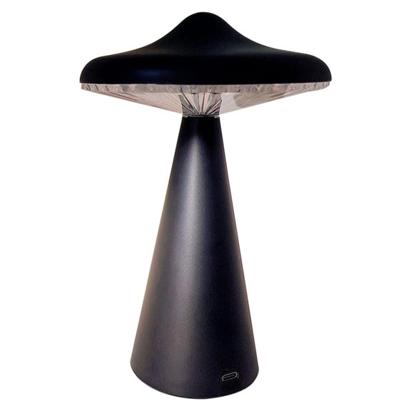 UFO Led Night Light for Kids USB Rechargeable Bedside Desk Lamp Black 3 Modes