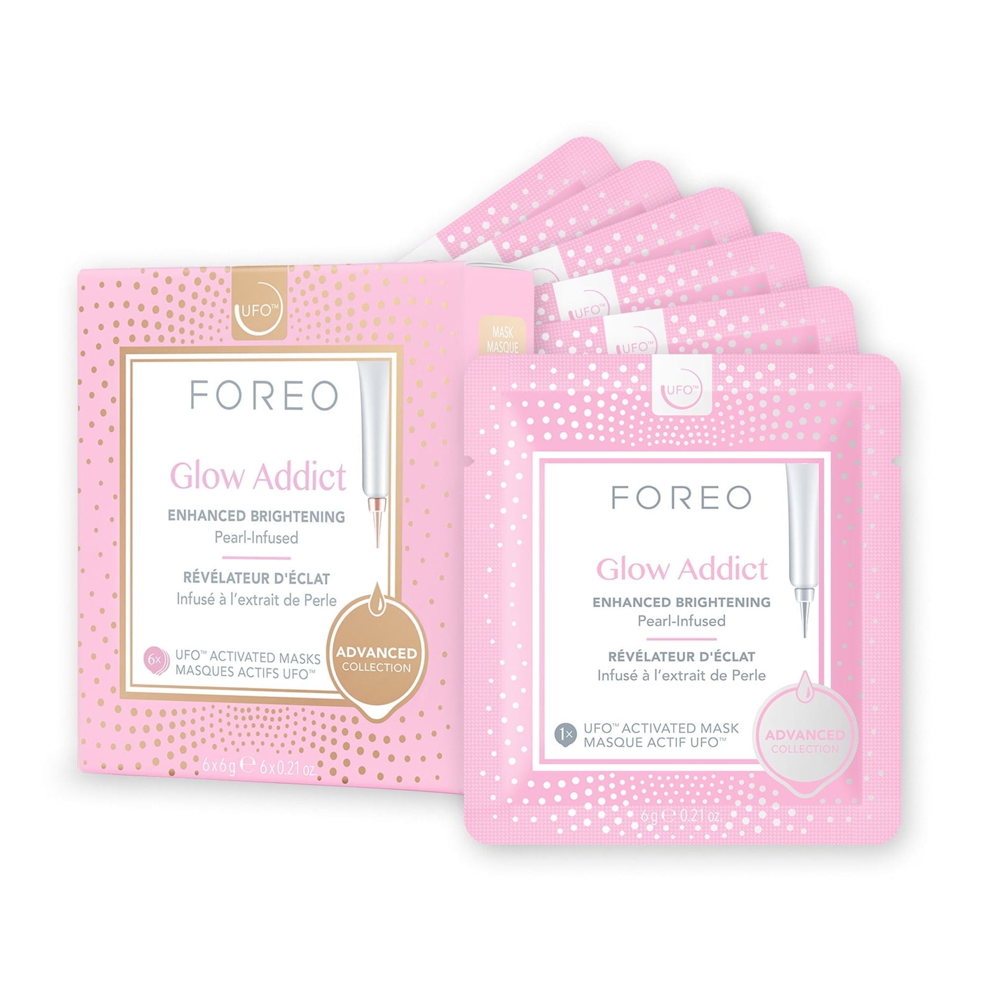 FOREO UFO Glow Addict 2.0 Sheet Masks Brightening Treatment, 6 Pack