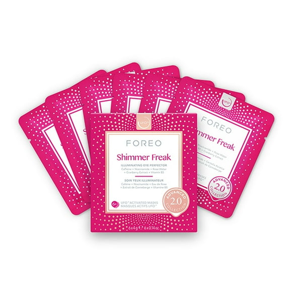 FOREO UFO Shimmer Freak 2.0 Illuminating Eye Masks with Caffeine, 6‑Pack