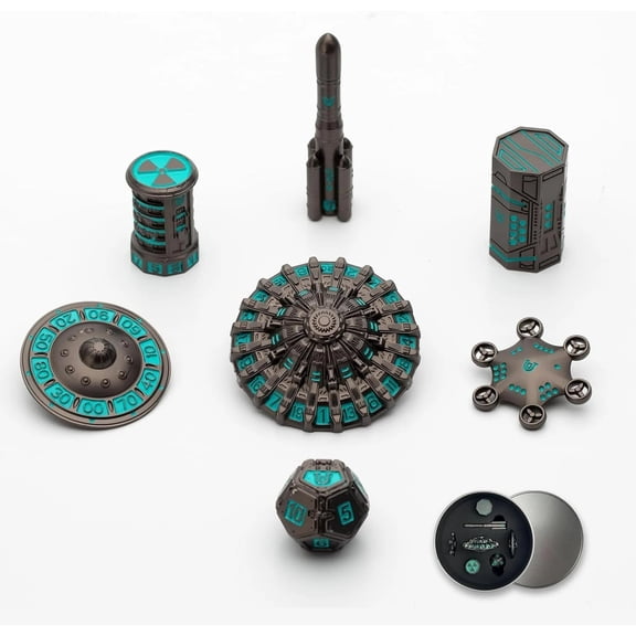 UFO Metal Dice Set Sci-Fi Polyhedral for DND Tabletop RPG Deep Blue