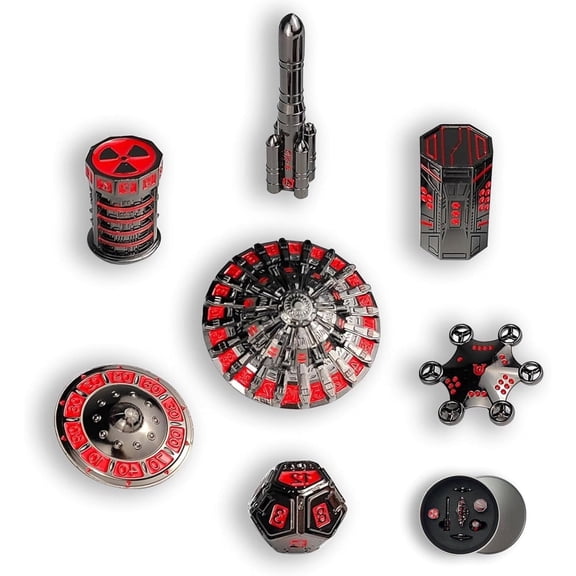 UFO Metal Dice Set for DND, Sci-Fi RPG Dice Set for Tabletop Role Playing Games, D&D Gift for Players & CollectorsRed