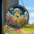 thumbnail image 1 of UFO Opossum Wildflowers Stained Glass Suncatcher, Opossum Window Ornament, Opossum Decor Gift, Funny Opossum Ornament, UFO Opossum Decor 4325194737, 1 of 4