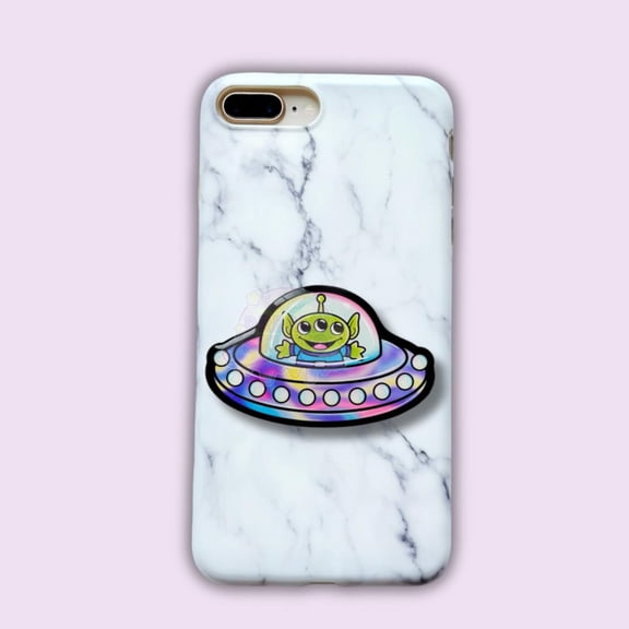 UFO Phone Grip, Green Alien Phone Grip