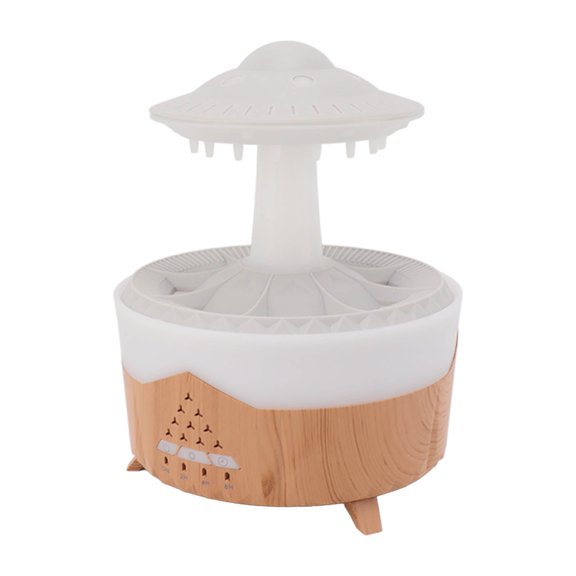 UFO Raindrop Humidifier with Colorful Lights Remote Control Timing 100240V Wood Grain US Plug
