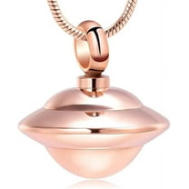 UFO Shape Urn Necklace for Ashes Cremation Jewelry for Women Men Stainless Steel Memorial Necklaces Ash Holder for Human / Pets