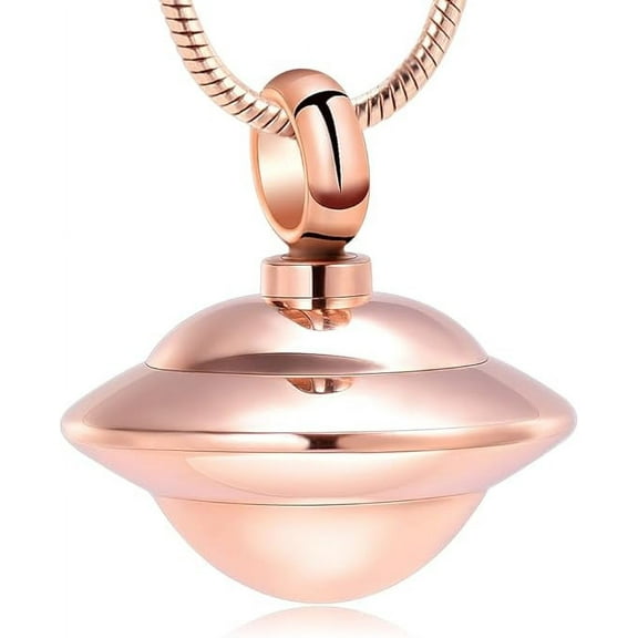 UFO Shape Urn Necklace for Ashes Cremation Jewelry for Women Men Stainless Steel Memorial Necklaces Ash Holder for Human / Pets