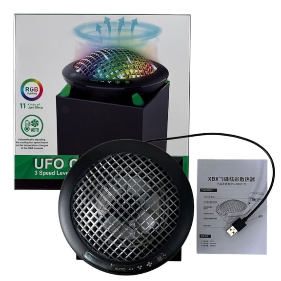 UFO Shaped Cooling Fan for Xbox Series X Console Auto/Manual Wind Speed Adjustment Cooler System with RGB Light USB Port