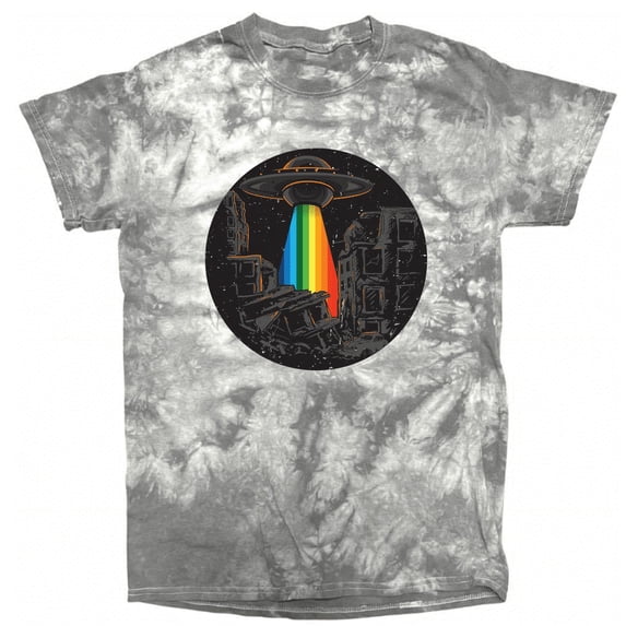 UFO Spacecraft Graphic Tie Dye T-Shirt Sci-fi Space Aliens Visit Tee Men Women