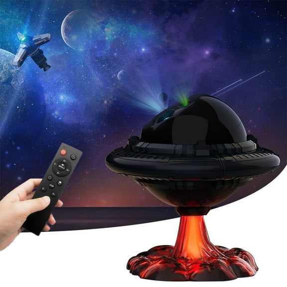 UFO Star Galaxy Starry Nebula Projection Night Light, Flashing Star Lights, Space Ship, Varying Flame Color with Remote for Room, Party Decoration,Kids New Year Gifts