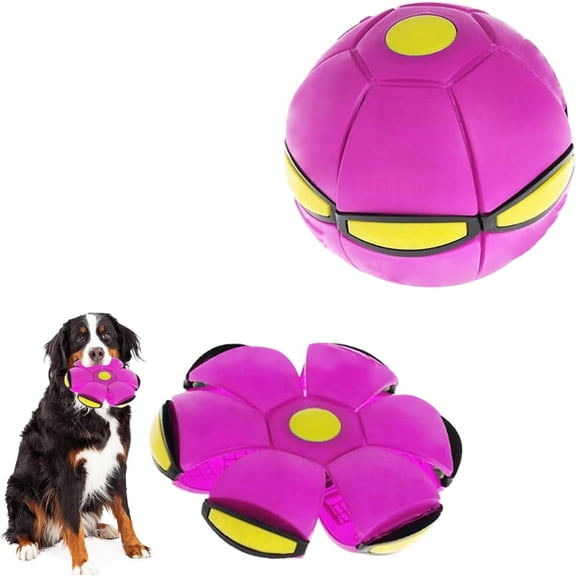 UFO Stomp Magic Ball, Portable Pet Toy Flying Saucer Balls, Creative Doggy Disc Ball, Decompression Flying Flat Throw Dog Balls Toy for Sports, Outdoor Games(Purple)